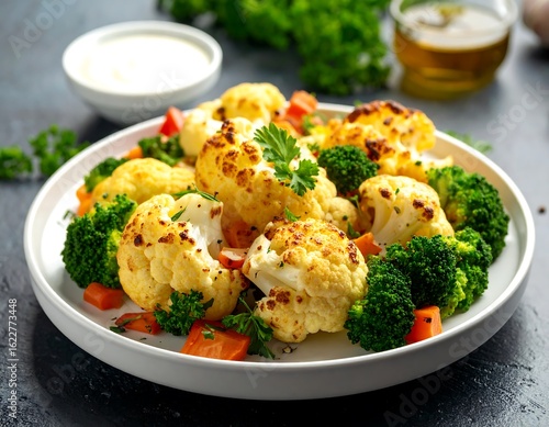 Roasted cauliflower and broccoli medley