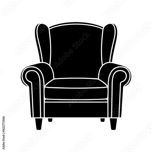 Silhouette of a classic armchair design home furnishing vector illustration