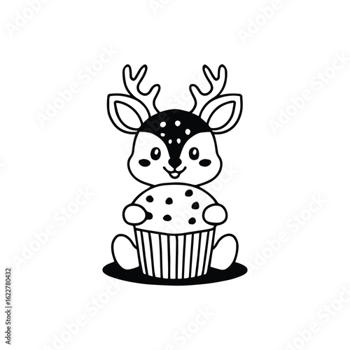 Deer nibbling on a chocolate chip muffin