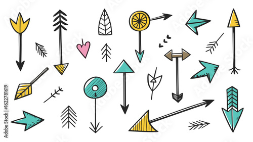 Hand-Drawn Sketchy Arrows A Diverse Collection of Vector Arrows for Design Projects