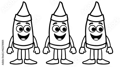 Adorable Anthropomorphic Crayon Characters  A Fun Coloring Page