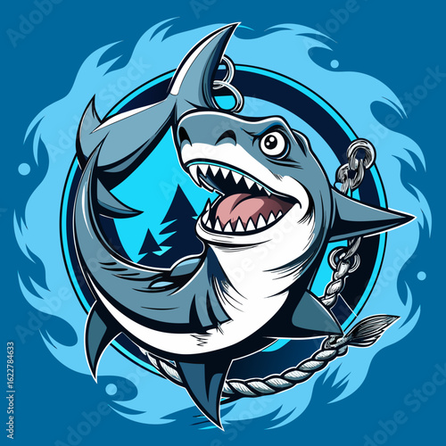Shark Tattoo Sketch With Anchor