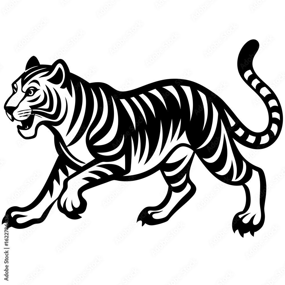 Fototapeta premium Stylized Black and White Tiger Illustration.