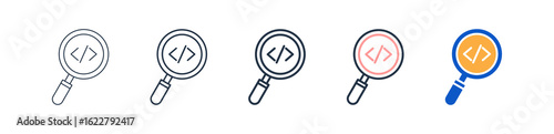Magnifying Glass different style icons set vector illustration. 