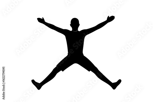 Silhouette of a man performing a yoga pose on a white background vector