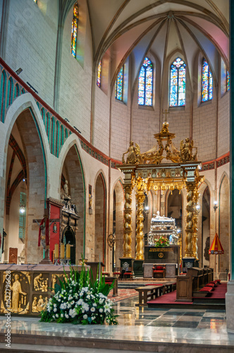 Royal Gniezno Cathedral's interior with sarcophagus St. Adalbert, historical and royal city in Greater Poland Voivodeship