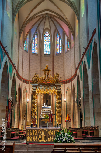 Royal Gniezno Cathedral's interior with sarcophagus St. Adalbert, historical and royal city in Greater Poland Voivodeship