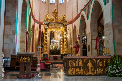 Royal Gniezno Cathedral's interior with sarcophagus St. Adalbert, historical and royal city in Greater Poland Voivodeship