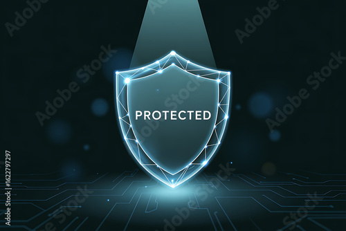 Digital shield protecting data with futuristic glow
