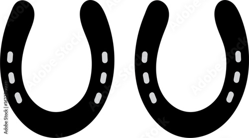 Pair of Black Horseshoes: Simple, Bold, Good Luck Charm Icon