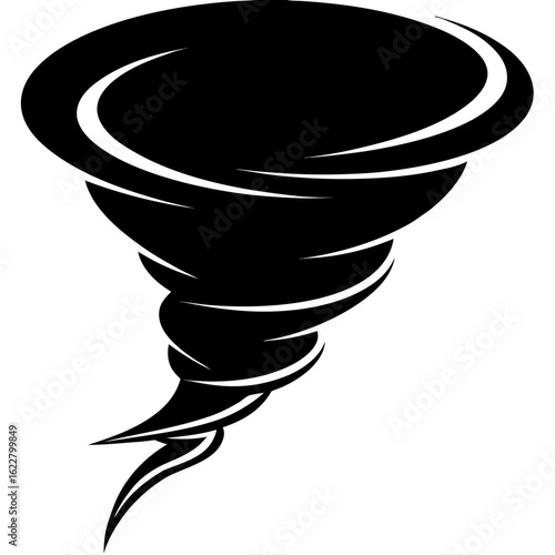 Tornado vector silhouette black design white background 