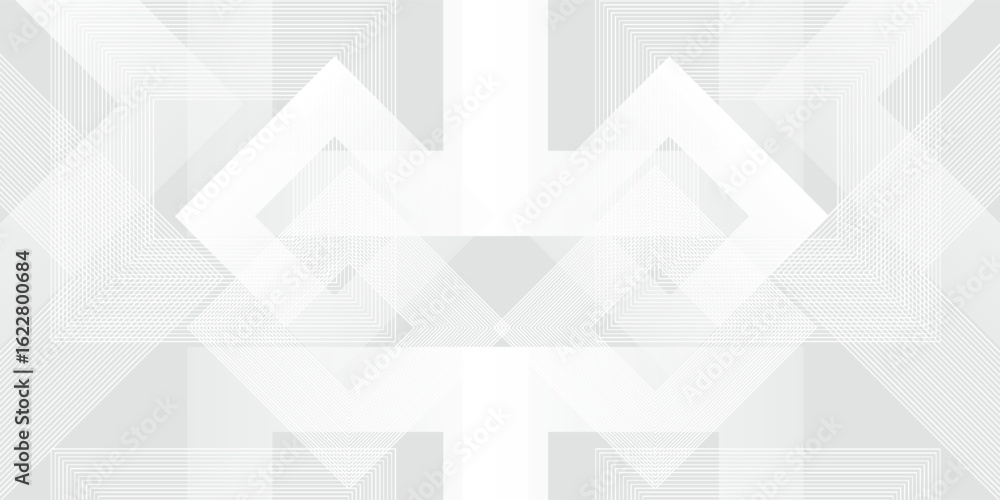 Fototapeta premium White geometric abstract background overlap layer on bright space with lines effect decoration. Modern graphic design element squares style concept for banner, flyer, card, cover, or brochure