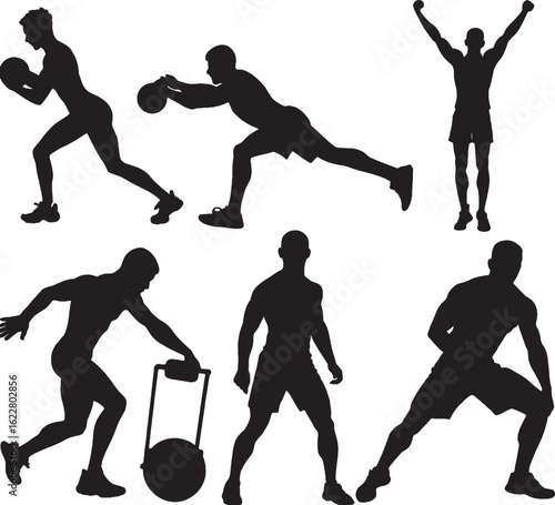 Collection of diverse professional athletes in action poses