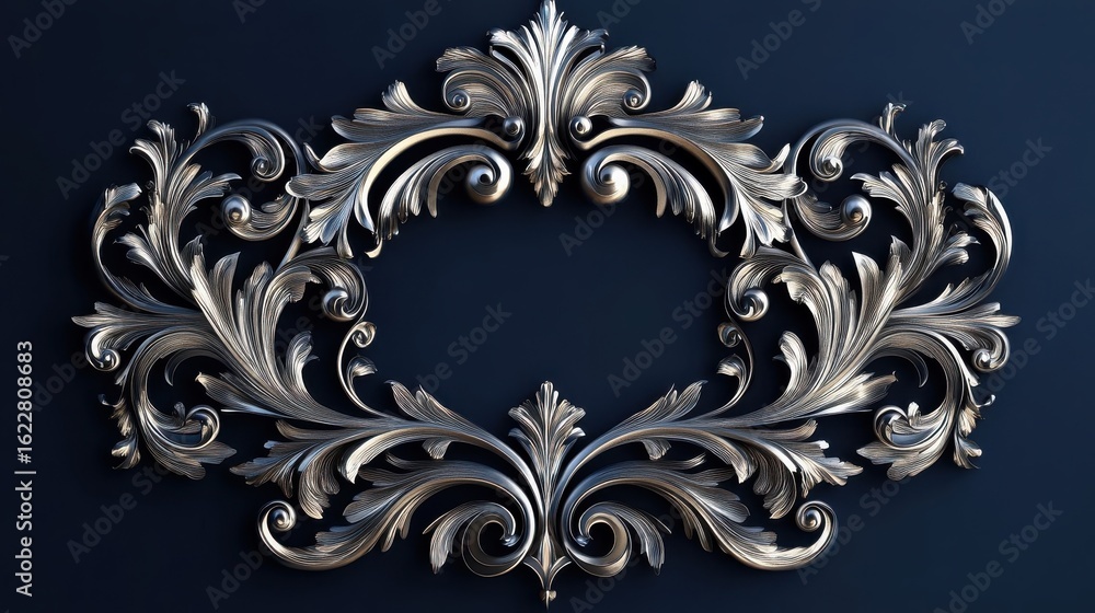 Elegant Silver Ornate Frame Design Floral Accents Elegant Silver Ornate Frame Design Floral Accents