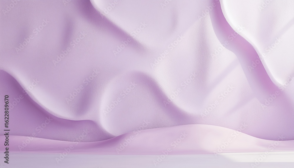 Obraz premium Beautiful Interior Design: Light Lavender Venetian Plaster Wall With Abstract Pastel Lilac Decorative Stucco Surface And Ample Copy Space.