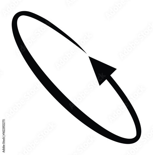 Oval circle rotate arrow icon. Ellipse orbit line arrow symbol. Oval circumference sign. Vector illustration isolated on white background.