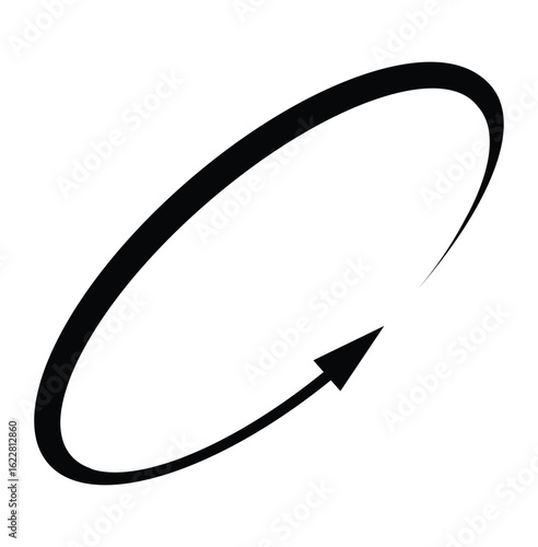 Oval circle rotate arrow icon. Ellipse orbit line arrow symbol. Oval circumference sign. Vector illustration isolated on white background.