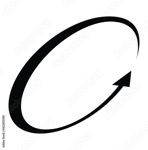 Oval circle rotate arrow icon. Ellipse orbit line arrow symbol. Oval circumference sign. Vector illustration isolated on white background.