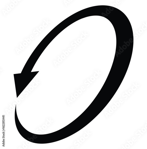 Oval circle rotate arrow icon. Ellipse orbit line arrow symbol. Oval circumference sign. Vector illustration isolated on white background.
