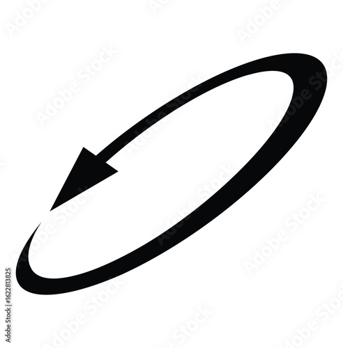 Oval circle rotate arrow icon. Ellipse orbit line arrow symbol. Oval circumference sign. Vector illustration isolated on white background.