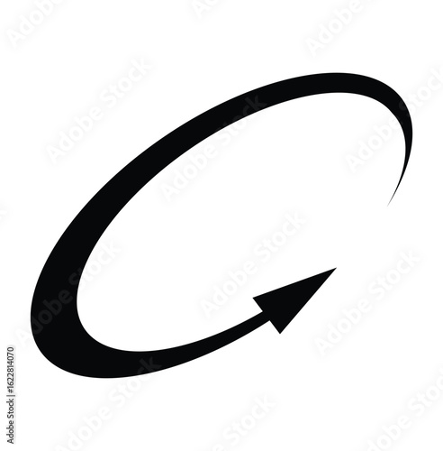 Oval circle rotate arrow icon. Ellipse orbit line arrow symbol. Oval circumference sign. Vector illustration isolated on white background.