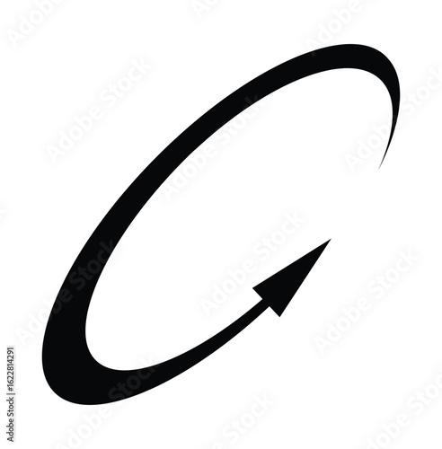 Oval circle rotate arrow icon. Ellipse orbit line arrow symbol. Oval circumference sign. Vector illustration isolated on white background.