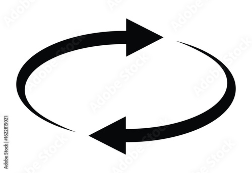 Oval circle rotate arrow icon. Ellipse orbit line arrow symbol. Oval circumference sign. Vector illustration isolated on white background.