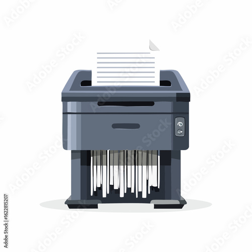 Paper shredder with paper halfway inside

