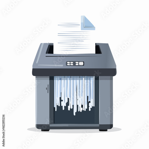 Paper shredder with paper halfway inside

