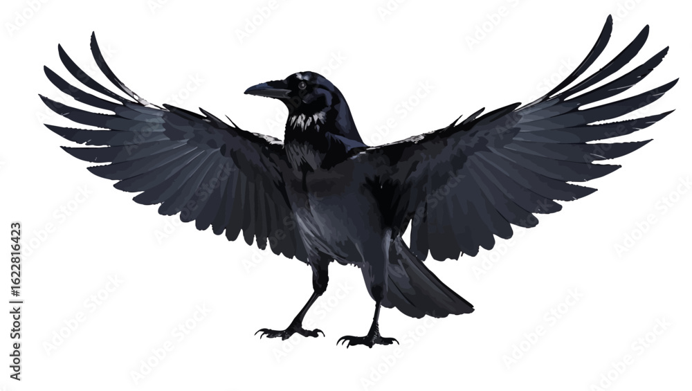 Naklejka premium Crow Silhouette - Mysterious Perched Bird, Gothic Nature Symbol - EPS, SVG