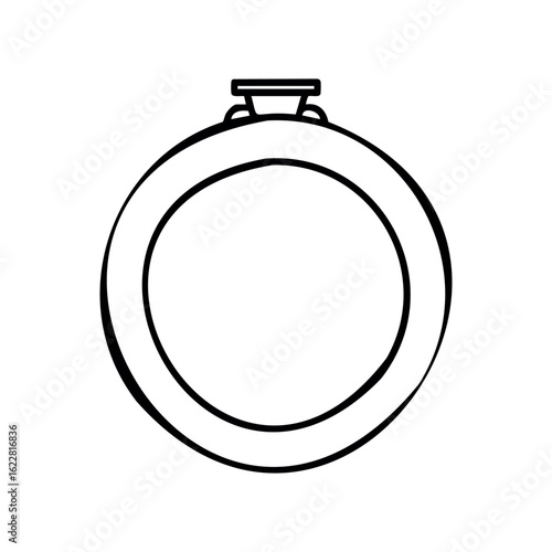 Minimalist embroidery hoop line art design – stock vector icon in line style