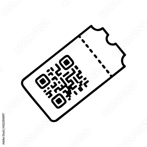 Qr code ticket icon - simple line art design for events or travel – stock vector icon in line style