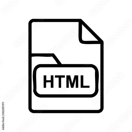 Html file icon outline design for web development applications – stock vector icon in line style