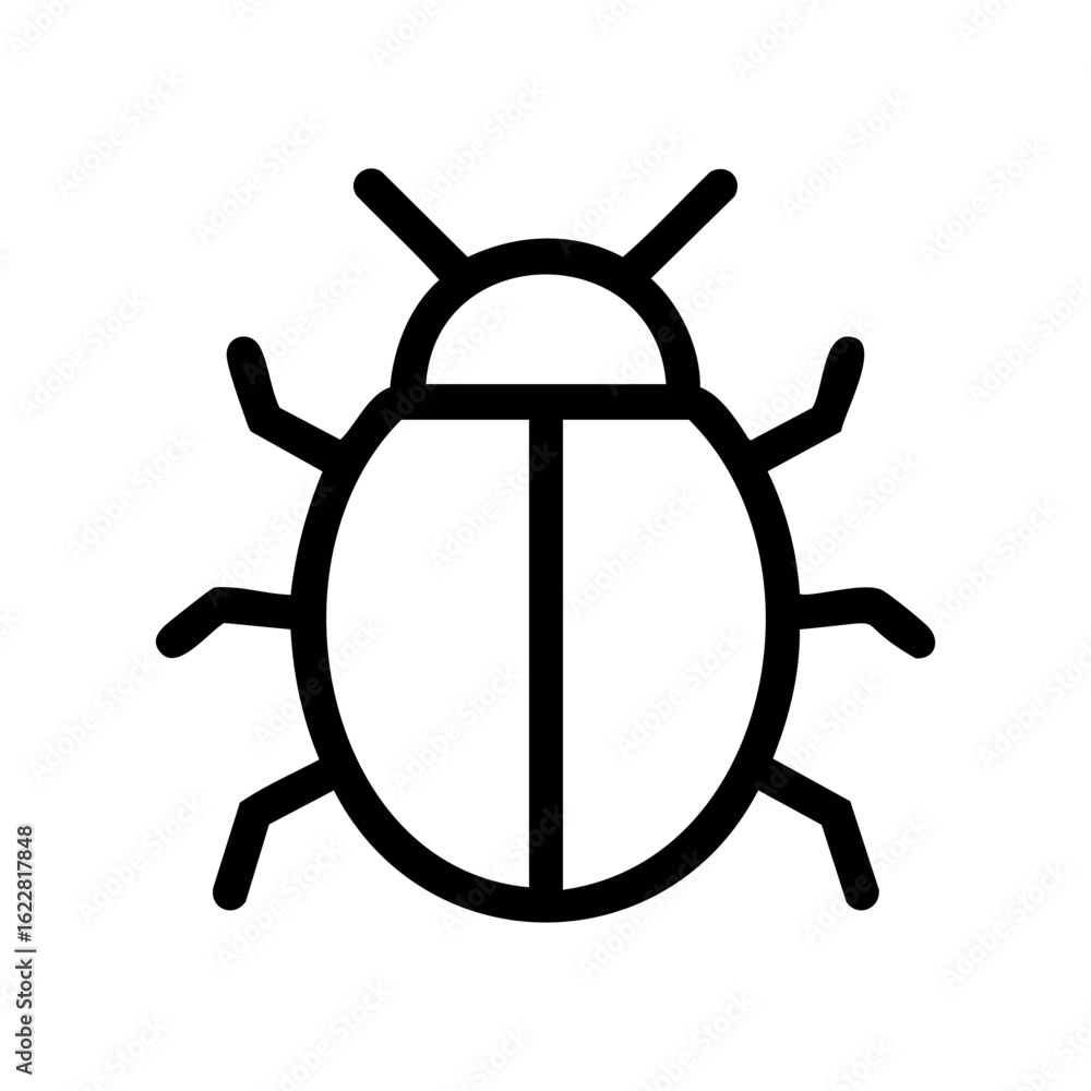 Minimalist black and white bug icon with bold lines – stock vector icon in line style Minimalist black and white bug icon with bold lines – stock vector icon in line style