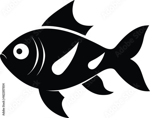 Image vector icon of an aquatic animal, a shark with a fin, in the sea