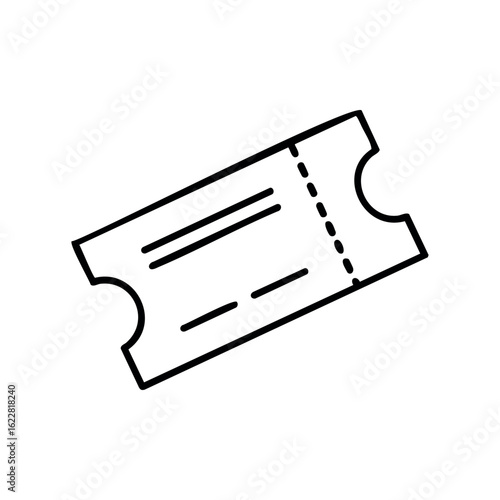 Minimalist ticket icon with dotted line and stubs – stock vector icon in line style