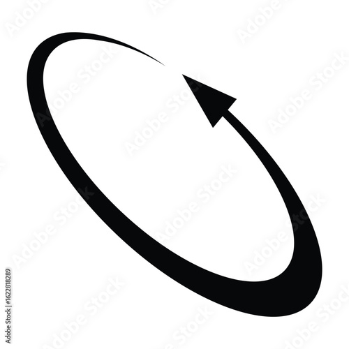Oval circle rotate arrow icon. Ellipse orbit line arrow symbol. Oval circumference sign. Vector illustration isolated on white background.