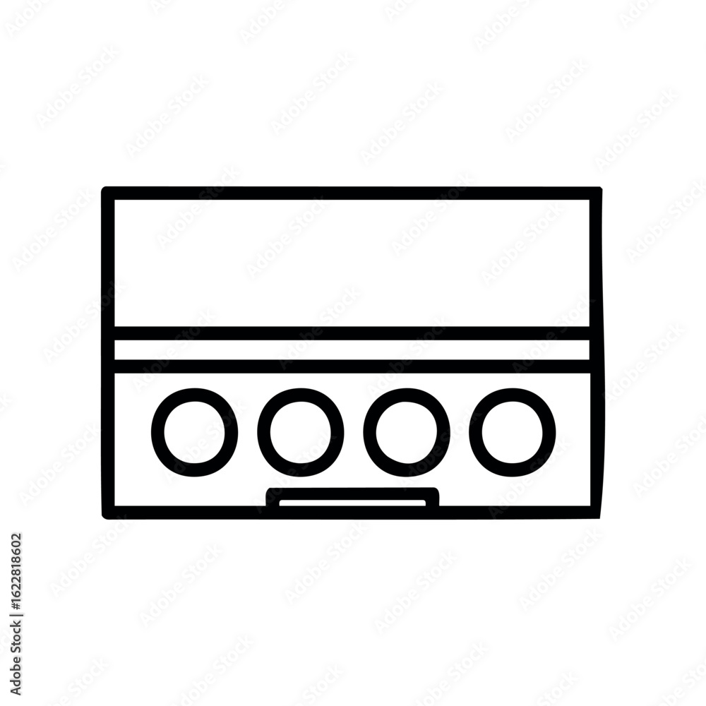 Obraz premium Minimalist makeup palette with round compacts for cosmetic use – stock vector icon in line style