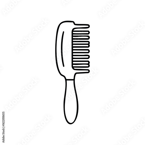 Simple outline drawing of a hair comb with a handle – stock vector icon in line style
