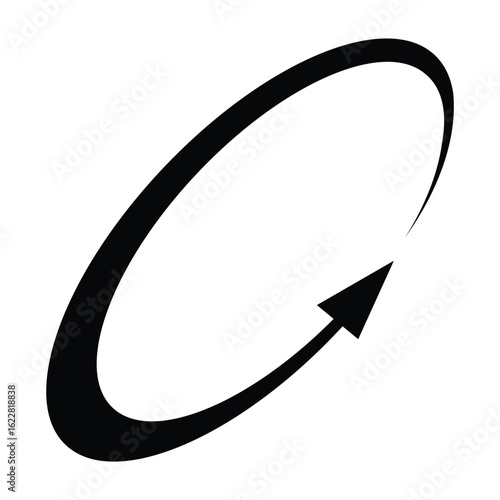 Oval circle rotate arrow icon. Ellipse orbit line arrow symbol. Oval circumference sign. Vector illustration isolated on white background.