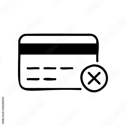 Credit card denial icon with cross mark – stock vector icon in line style