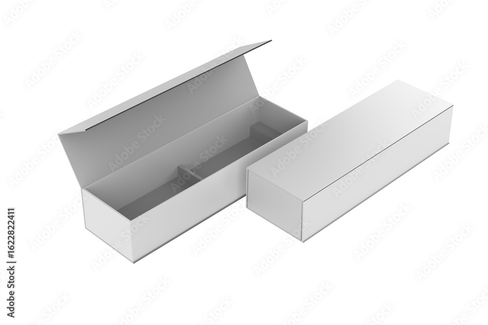 Naklejka premium Open And Closed Cardboard Paper Gift Box Mockup Isolated On White Background. 3d illustration