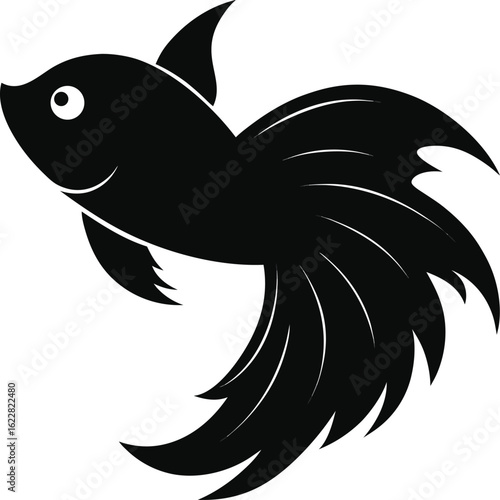 Vector illustration of a wild black eagle silhouette flying with spread wings