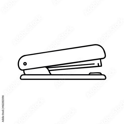 Minimalist line art stapler illustration in black and white design – stock vector icon in line style