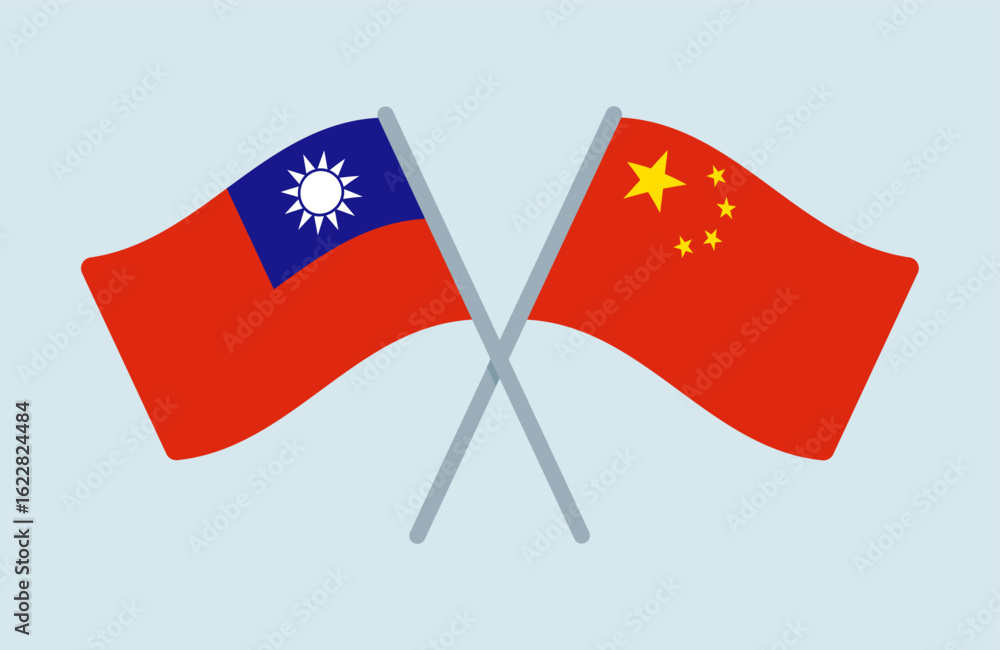 Fototapeta premium Vector Taiwan and China Flags Illustration