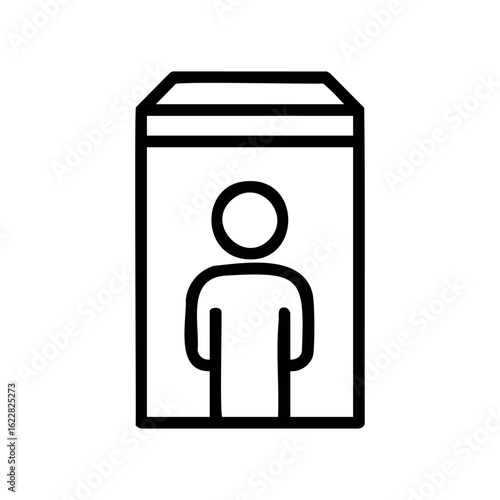 Outline of person inside box icon symbolizing isolation and containment – stock vector icon in line style