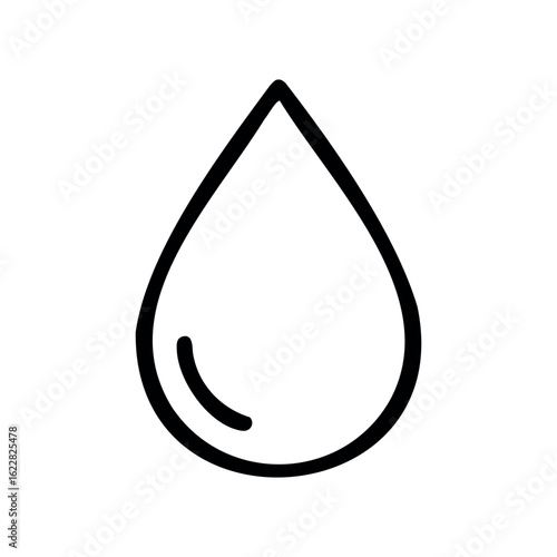 Minimalist teardrop water icon design in bold black outline – stock vector icon in line style
