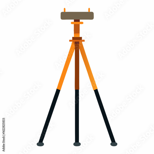 Orange and brown tripod stand with black legs on white background camera tripod photography equipment