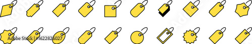 Yellow Price Tag Filled Color Icon Collection. Minimalistic Linear Pictogram for Web and Graphic Design, Apps, Banners, Social Network and Cards
