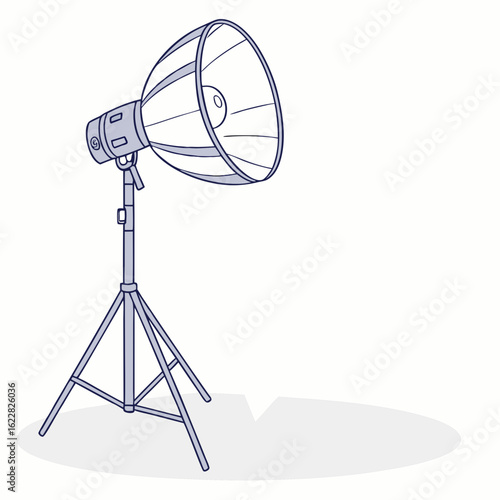 Studio lighting equipment on a tripod with a shadow photography videography